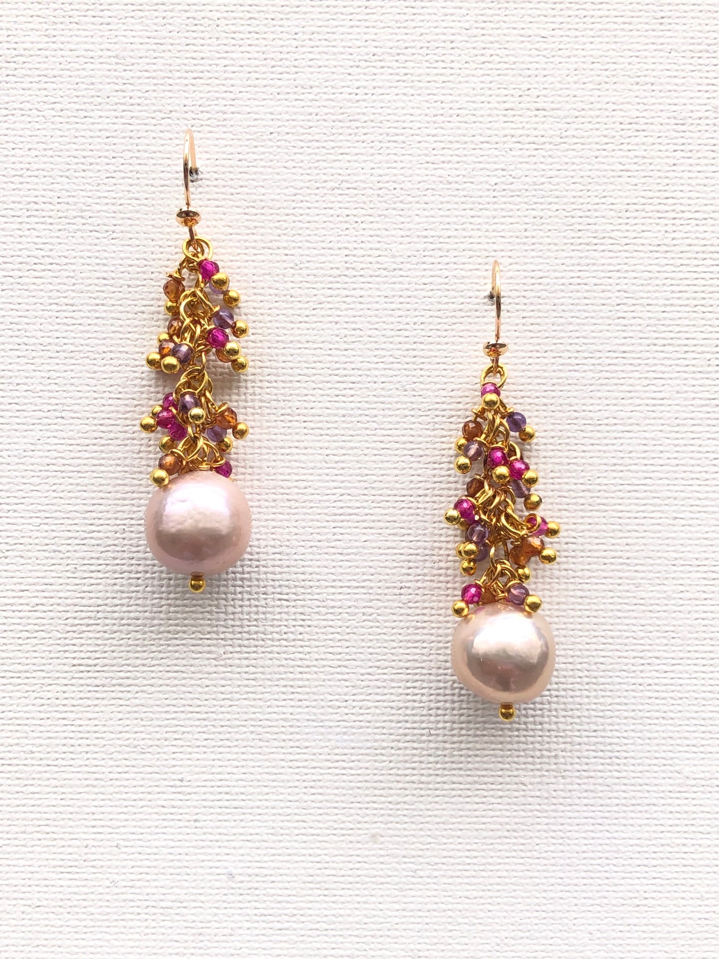 Dindair, boucles d’oreilles en grappes avec perle de culture