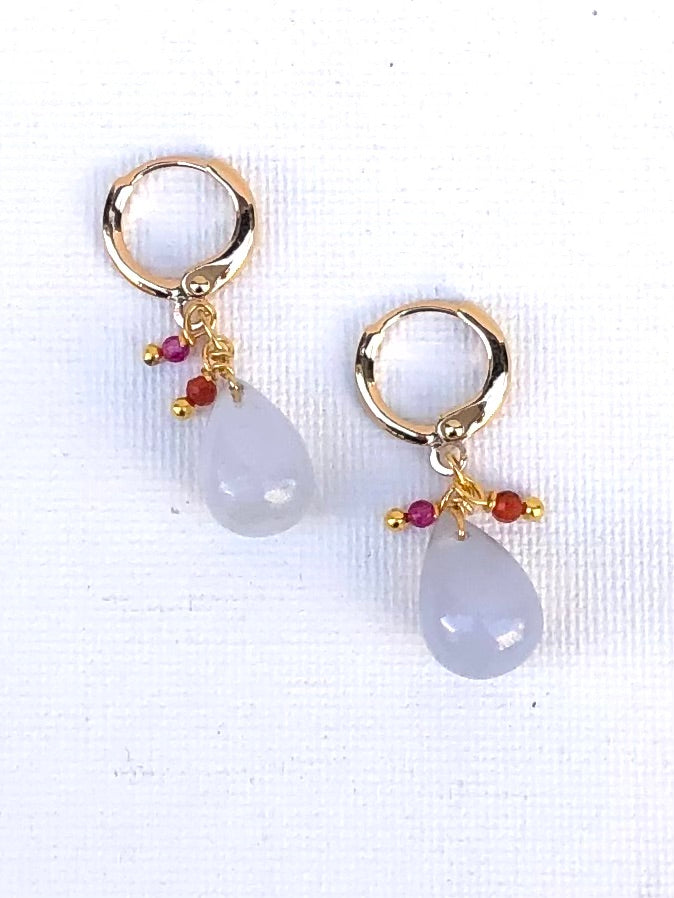 Skyblue - boucles d’oreilles fines en calcédoine