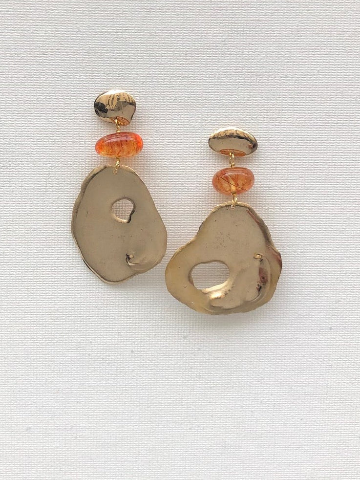 Baffie - boucles d'oreilles en liquid bronze