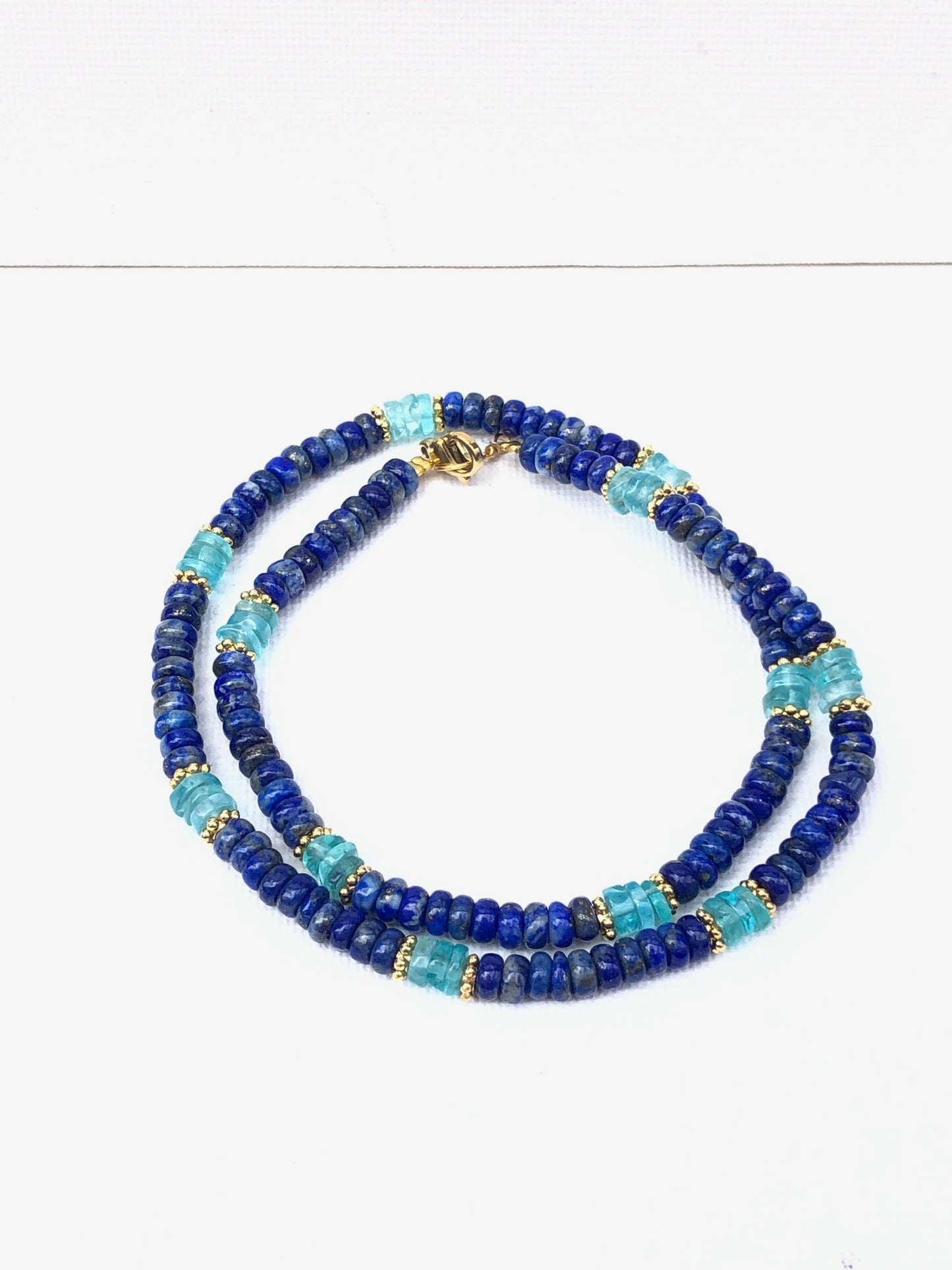 Bracelet double en lapis lazuli et apatite