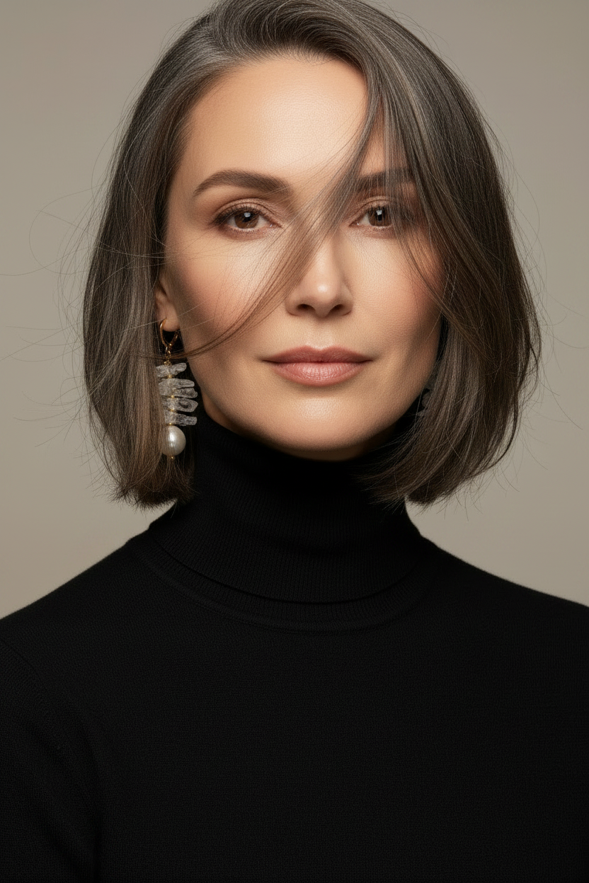 Crispy - grandes boucles d'oreilles en perles de culture et cristal de roche