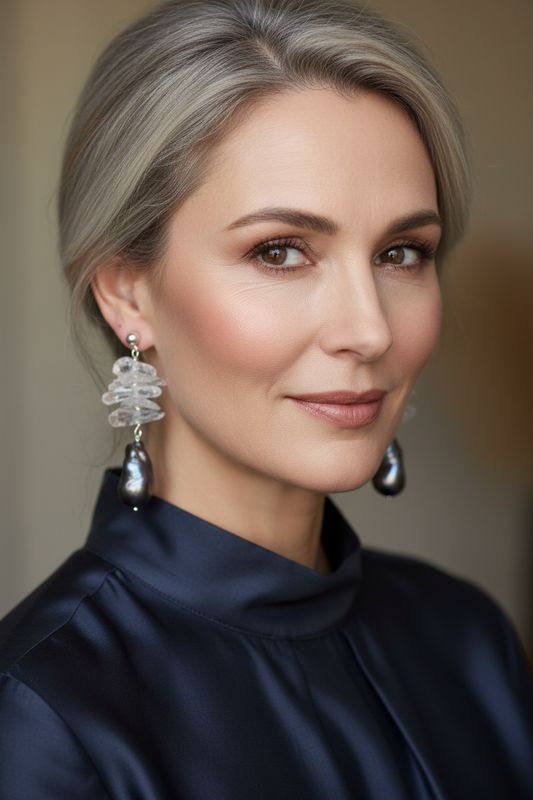 Crispy baroque - grandes boucles d'oreilles en perles baroques et cristal de roche