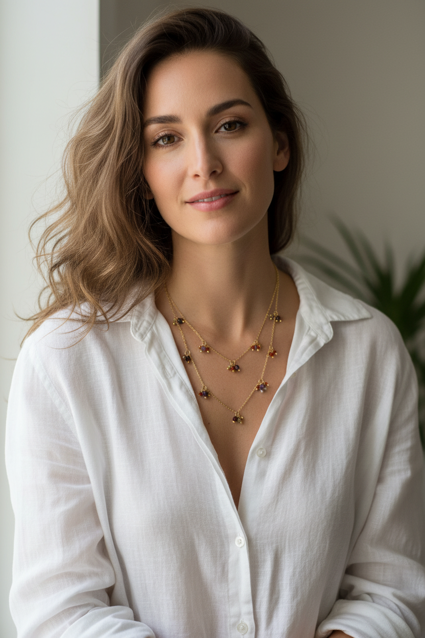 Frou Frou, collier fin en grappes de pierres