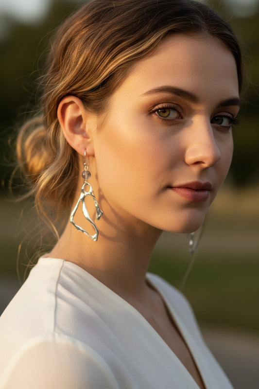Outer Space - boucles d'oreilles futuristes en argent
