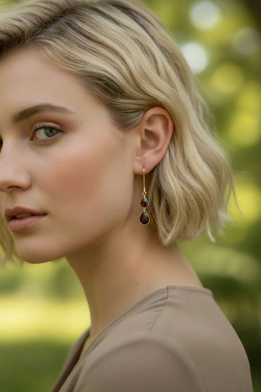 Hettie - boucles d'oreilles fines en grénat