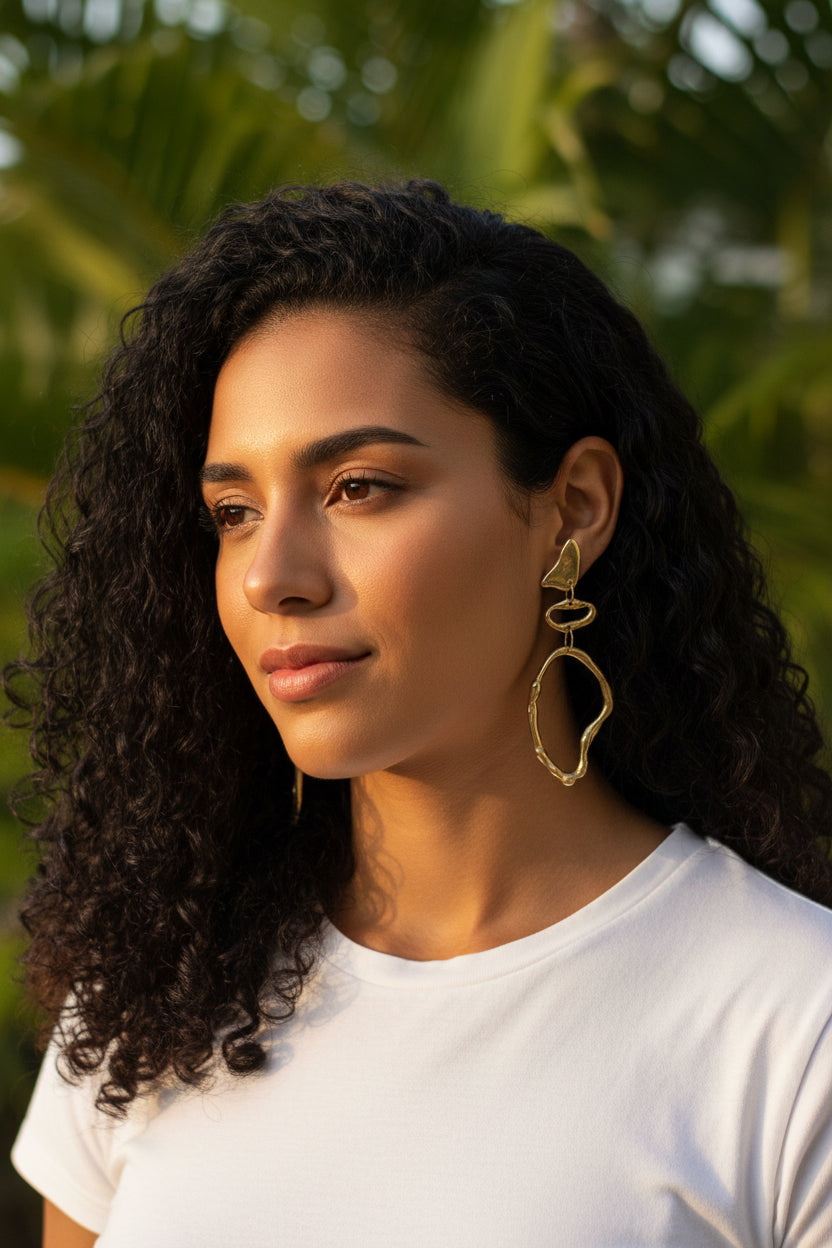 Mandy - boucles d'oreilles futuristes en bronze