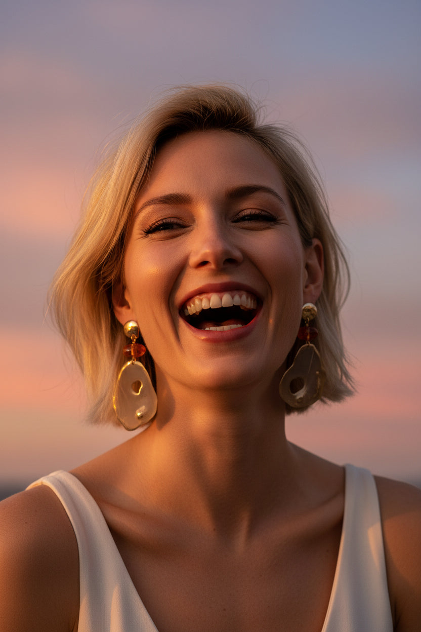 Baffie - boucles d'oreilles en liquid bronze