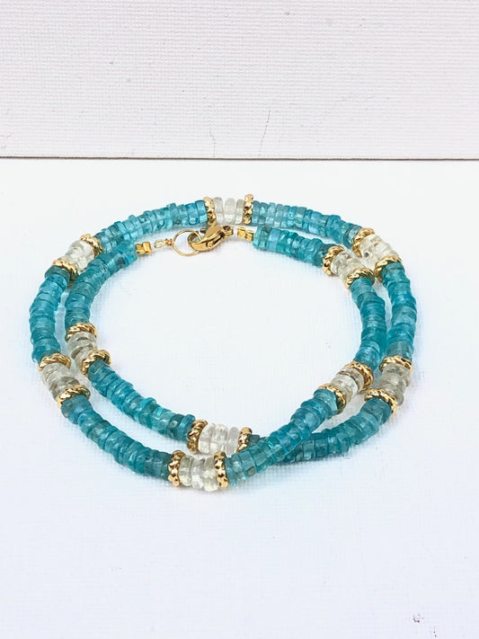 Bracelet double en apatites et prasiolites