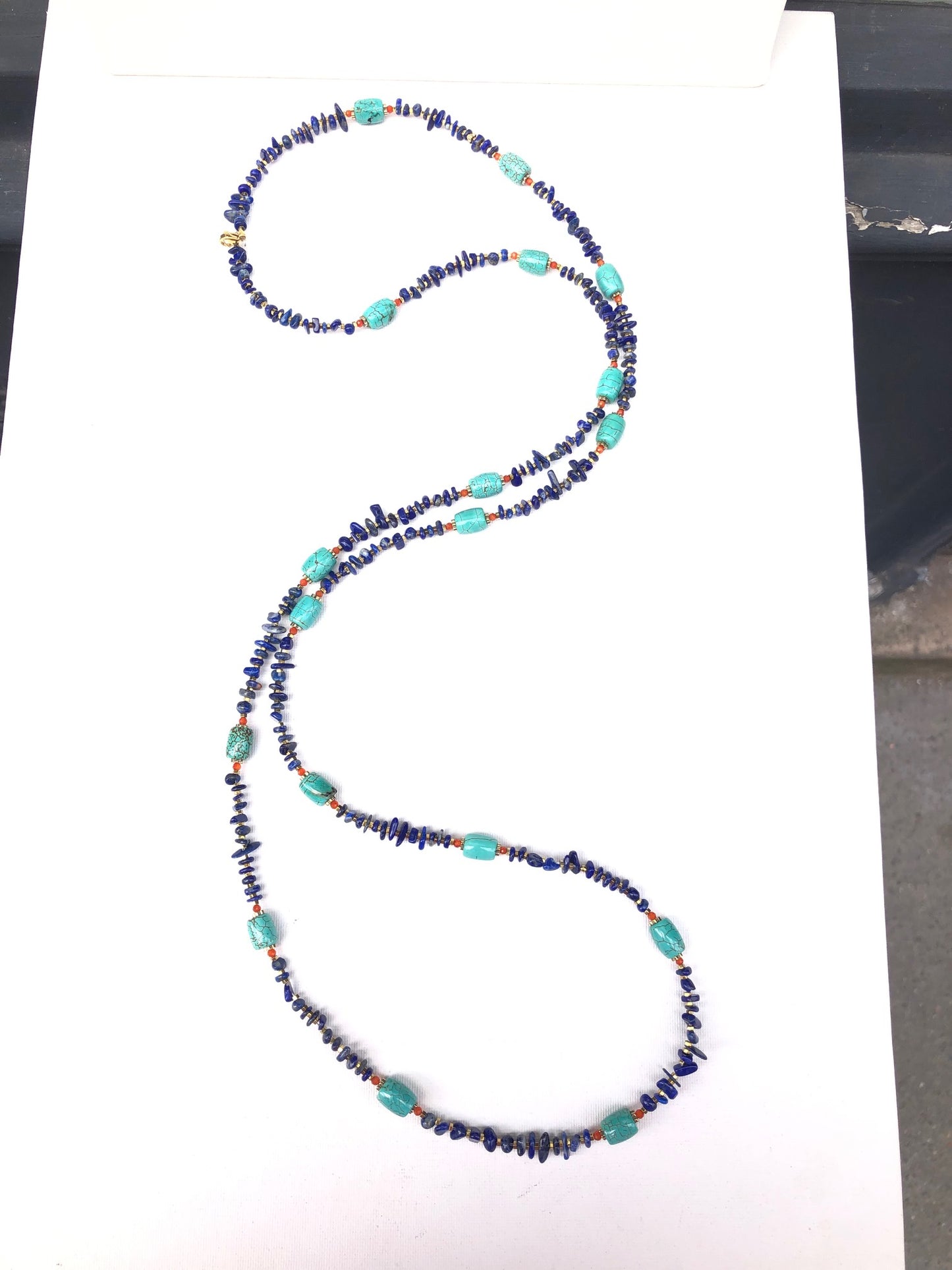 Sanski - sautoir en lapis lazuli et turquoise