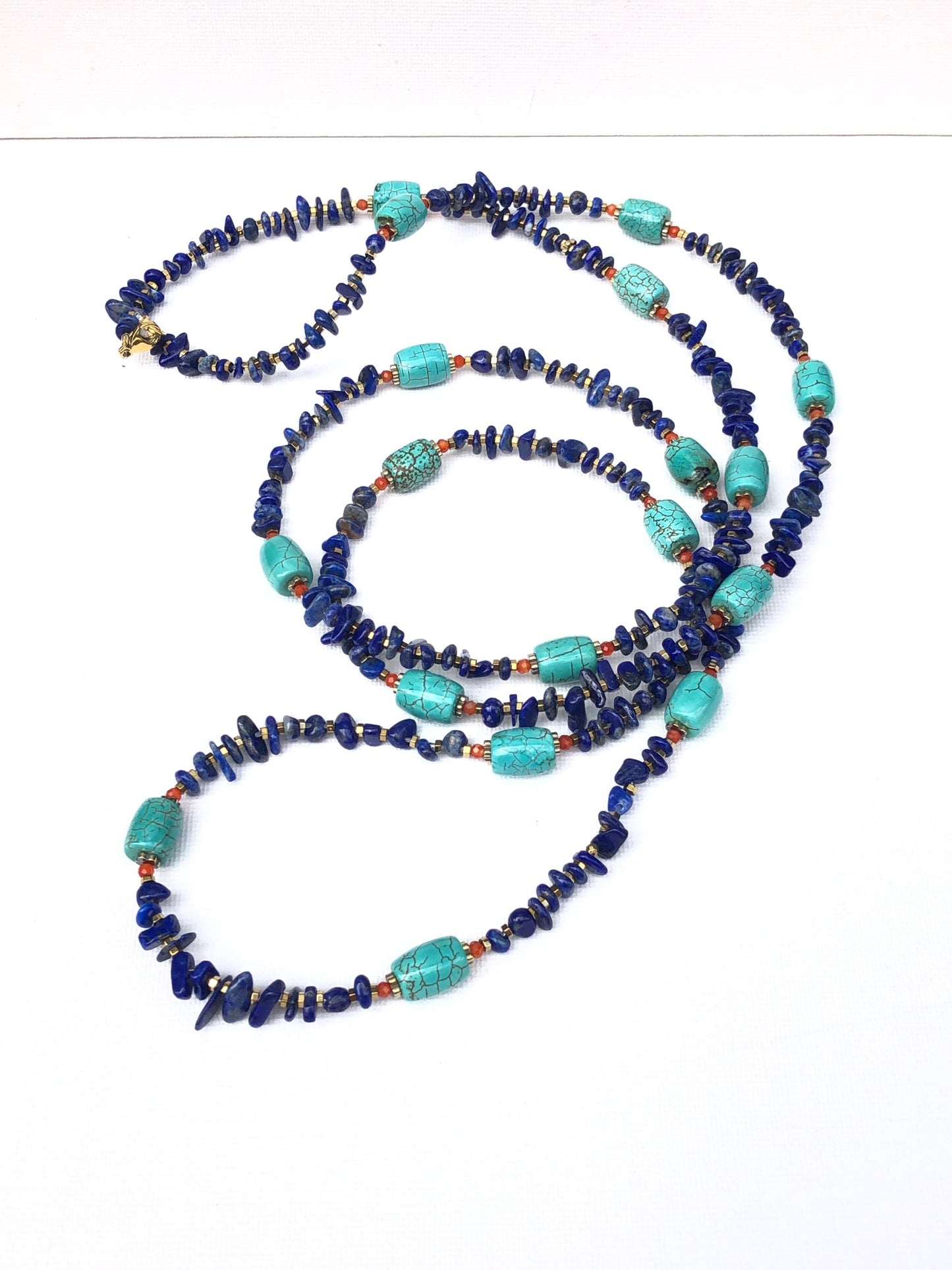 Sanski - sautoir en lapis lazuli et turquoise