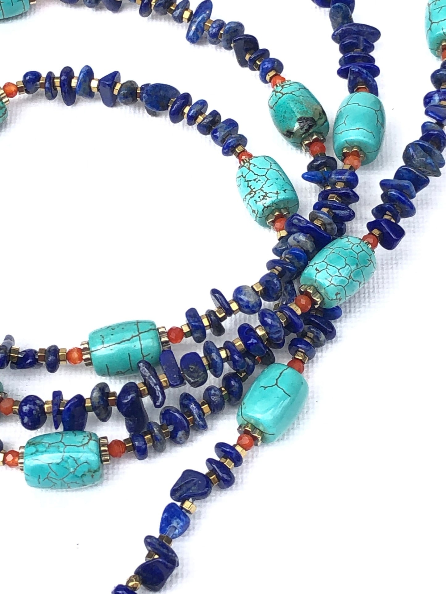 Sanski - sautoir en lapis lazuli et turquoise