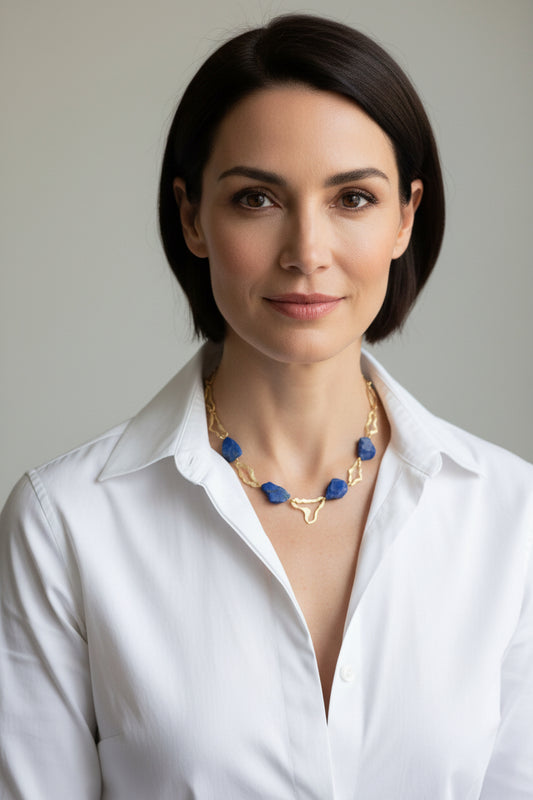 Ioudy - collier près du cou en lapis lazuli naturelles d'Afghanistan